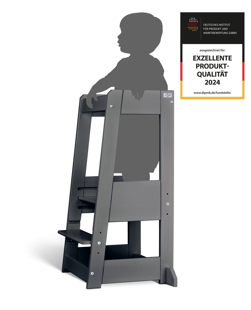 Lernturm Felix - Learning tower Holz naturgrau | tiSsi® by Schmatzepuffer®