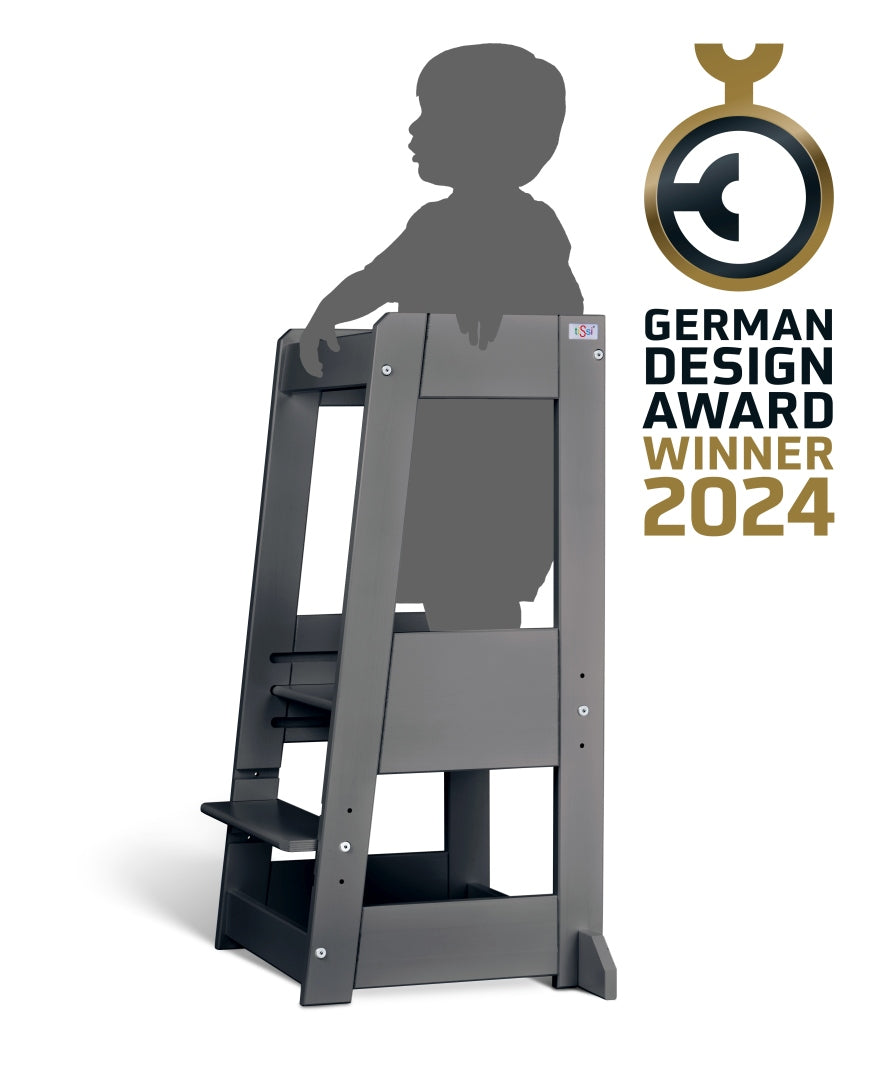 Lernturm Felix - Learning tower Holz naturgrau | tiSsi® by Schmatzepuffer®