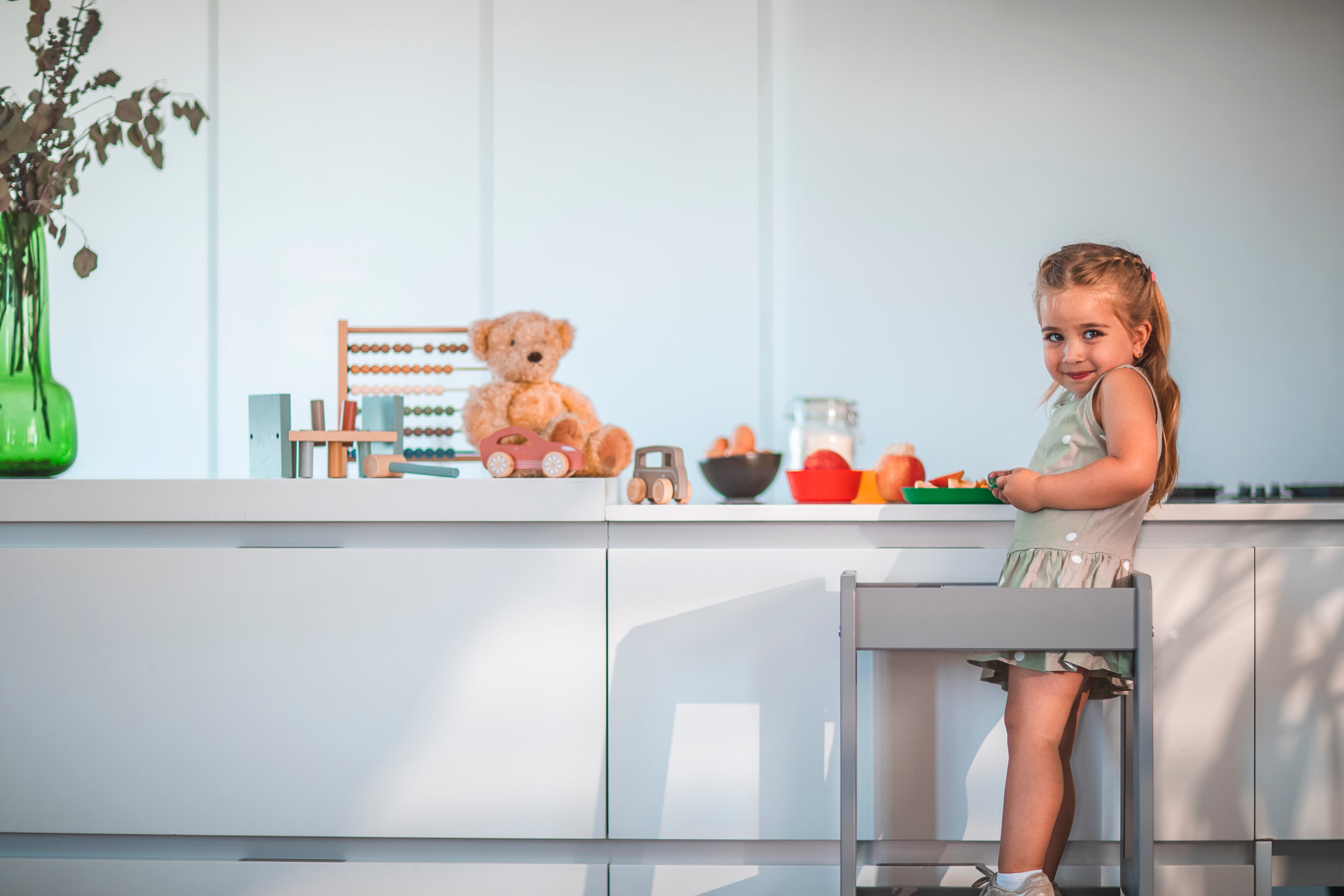 Learning tower Felix - Learning Tower - Stormy Gray | Tissi® by Schmatzepuffer® "personalized"