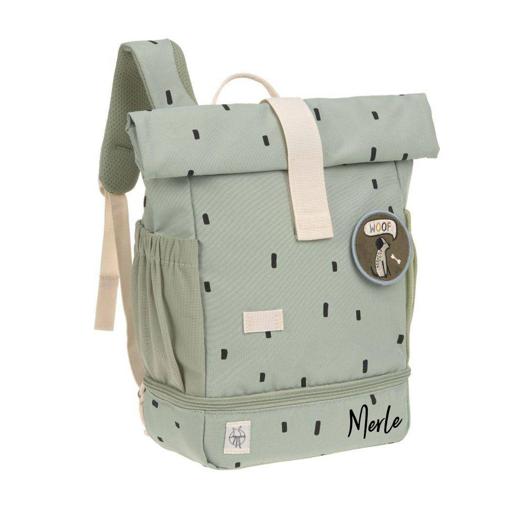 Mini Rolltop Rucksack Happy Prints Light Olive | Lässig
