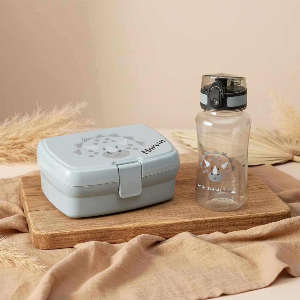 Pausen-Set Flasche & Brotdose About Friends Dino grün | Lässig