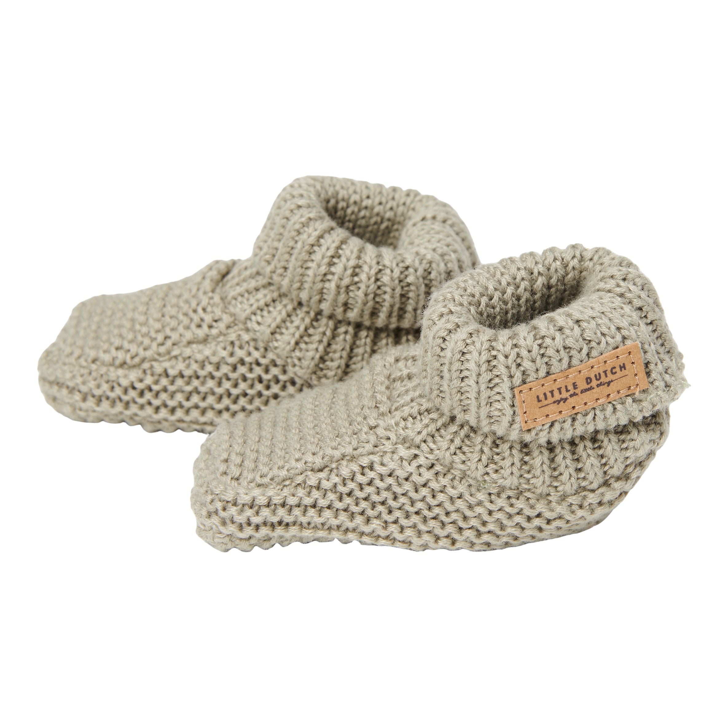 Strick Schuhe Baby olive 2 | Little Dutch