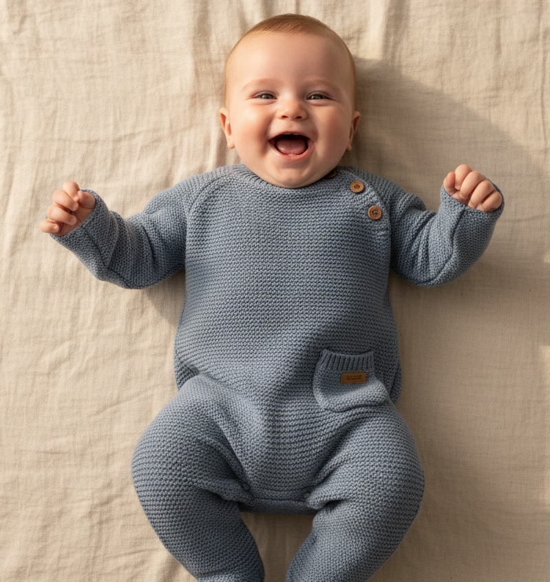 Strick-Strampler Sailors Bay Blue - 86 | Little Dutch