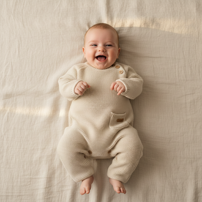 Strick-Strampler Little Goose Sand | Little Dutch