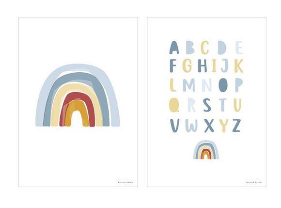 Poster A3 Regenbogen/ABC "beidseitig bedruckt" blau | Little Dutch