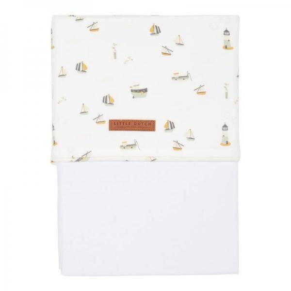 Kinderlaken Sailors Bay 110 x 140 cm, wit | Little Dutch