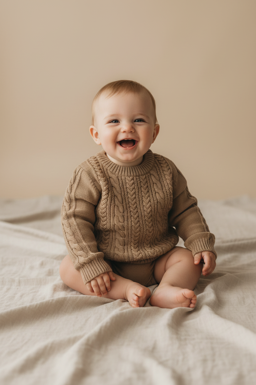 Knit sweater "Walnut" beige size 98-104 | Leevje