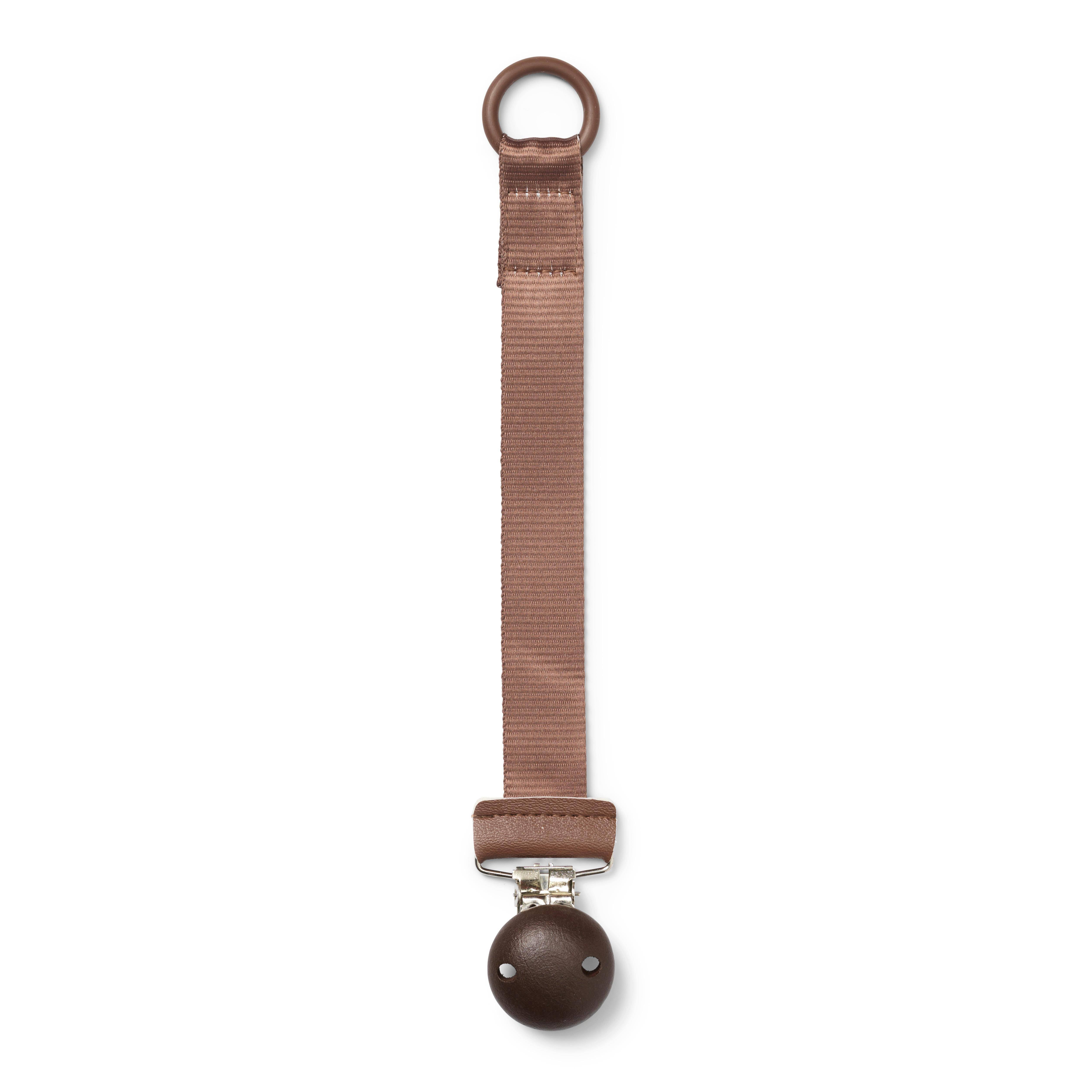 Pacifier chain with wooden detail - Chocolate | Elodie