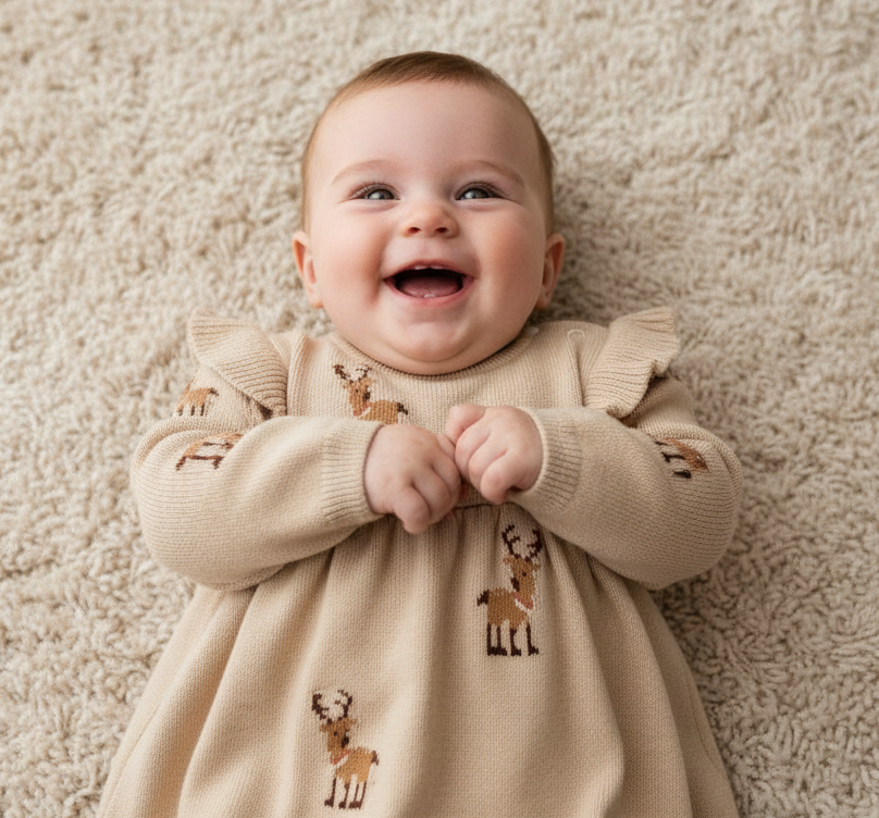Long-sleeved knitted Christmas dress