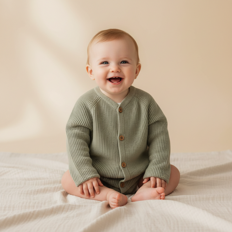 Cardigan vert | Little Dutch