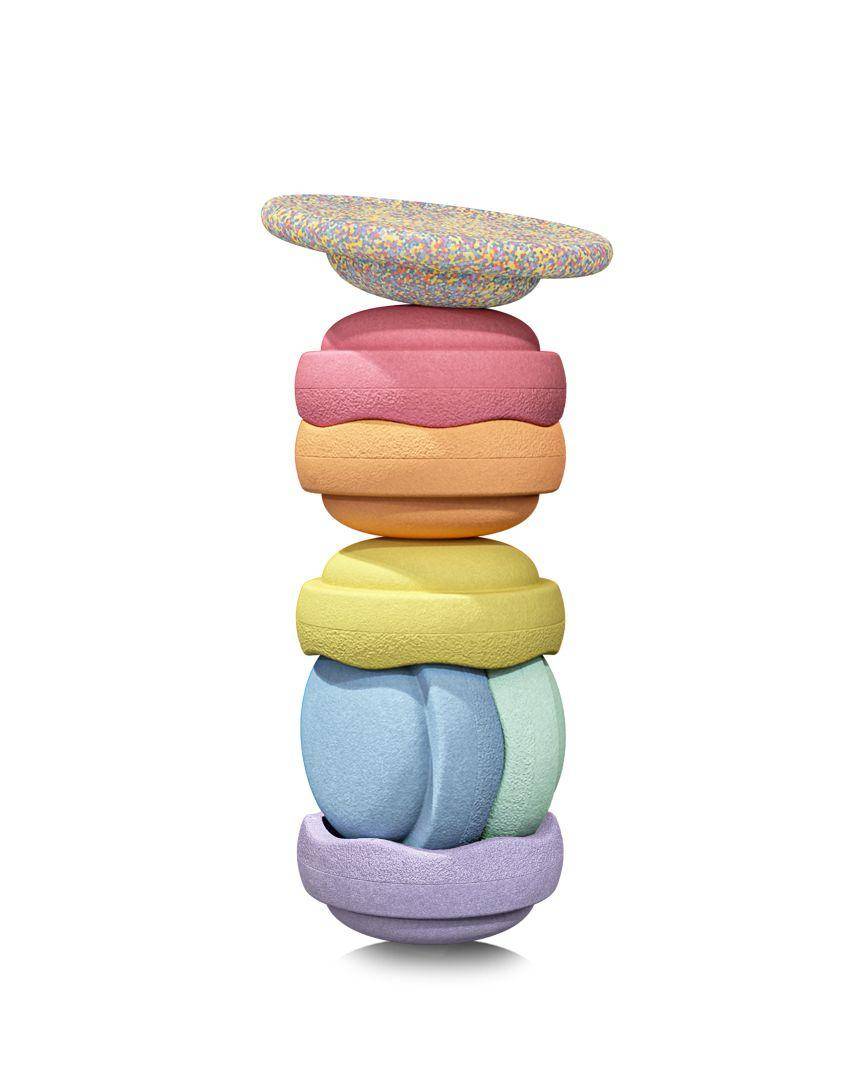 AANBIEDING set: Gratis Balance Board + Stapelstein Rainbow Set pastel | Stapelstein