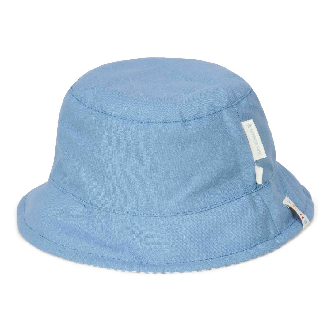 Omkeerbare bucket hat in Stripes Ocean Blue | Little Dutch