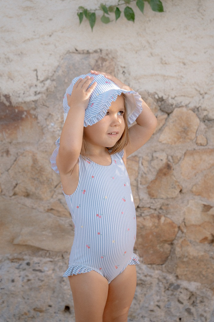 Reversible hat Sunny Flowers Blue | Little Dutch