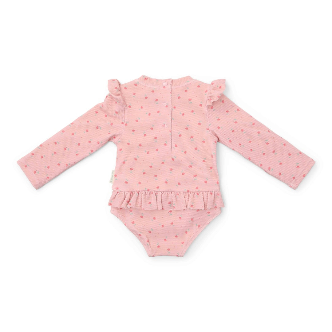 Sunny Flowers Blush badpak met lange mouwen | Little Dutch
