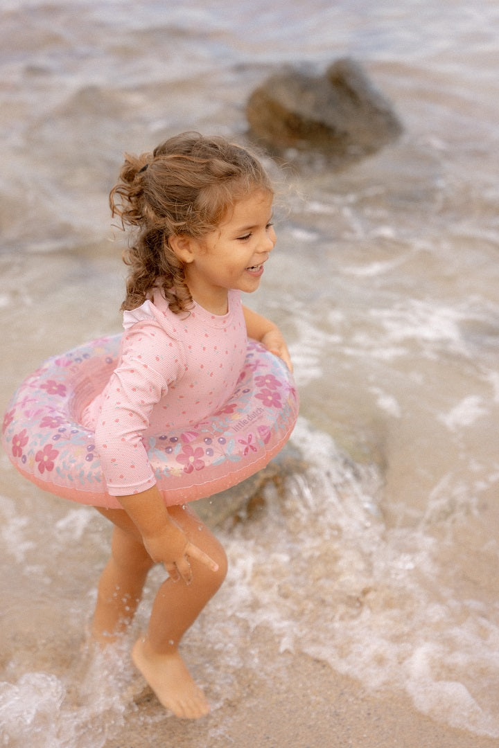 Sunny Flowers Blush badpak met lange mouwen | Little Dutch