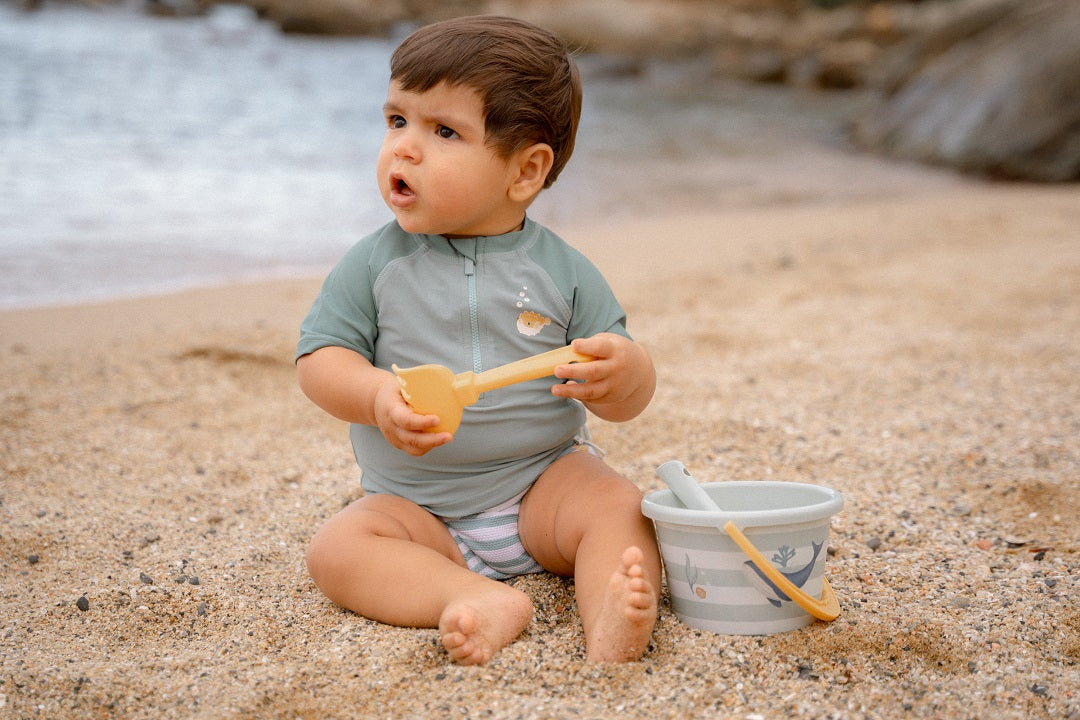 Kurzärmeliges Schwimmshirt Seashells Surf Blue | Little Dutch