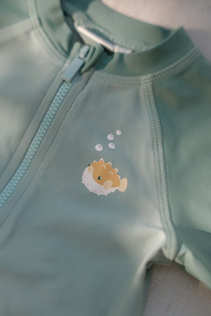 Kurzärmeliges Schwimmshirt Seashells Surf Blue | Little Dutch