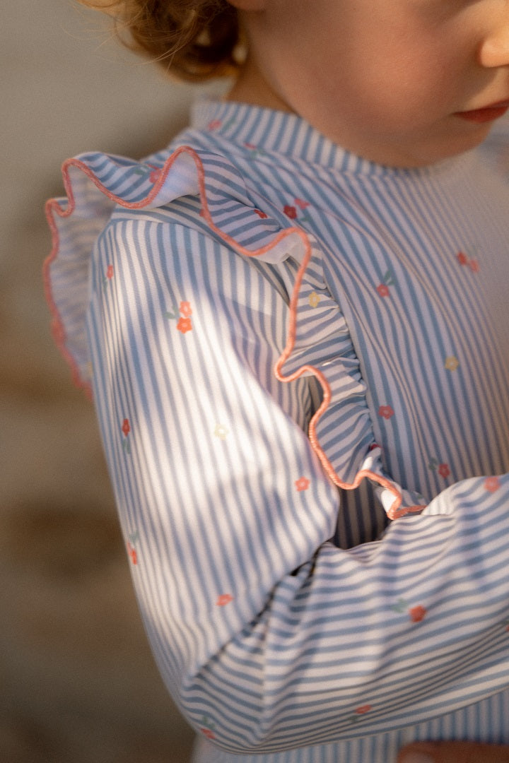 Langärmeliges Schwimmshirt Sunny Flowers Blue | Little Dutch