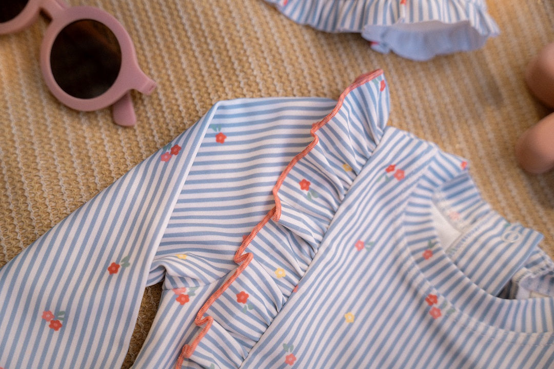 Langärmeliges Schwimmshirt Sunny Flowers Blue | Little Dutch