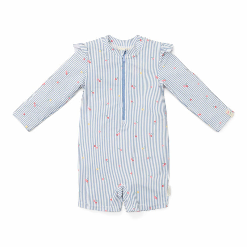 Langärmeliger Badeanzug Sunny Flowers Blue | Little Dutch