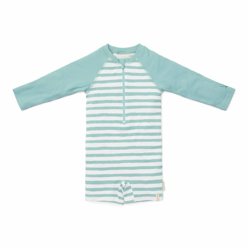 Langärmeliger Badeanzug Stripes Surf Blue | Little Dutch
