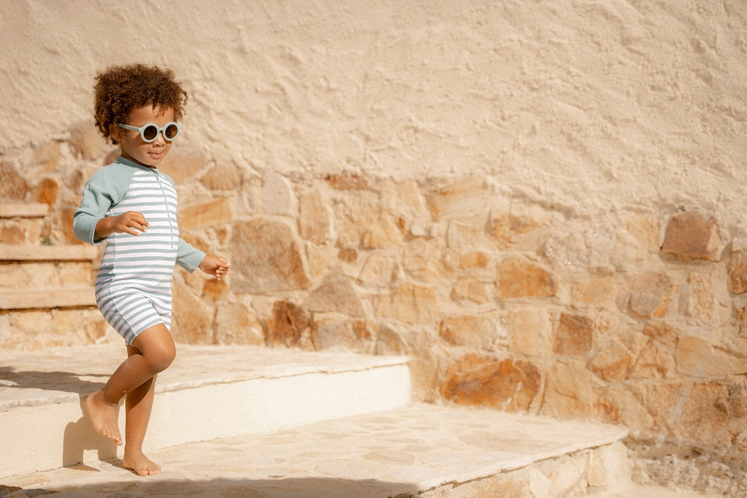 Langärmeliger Badeanzug Stripes Surf Blue | Little Dutch