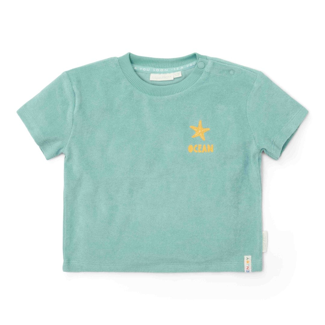 T-Shirt und Shorts Seashells and Stripes Surf Blue | Little Dutch