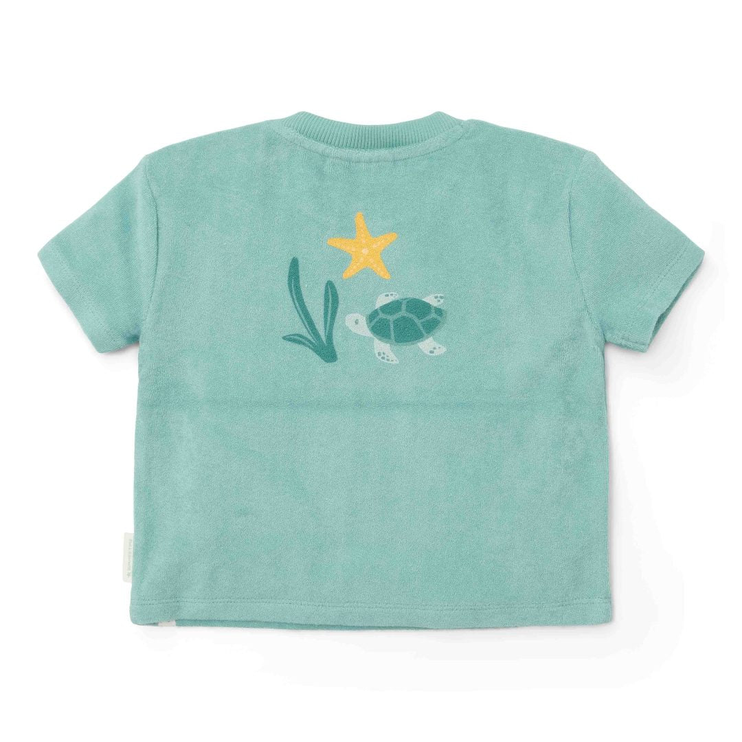 T-Shirt und Shorts Seashells and Stripes Surf Blue | Little Dutch