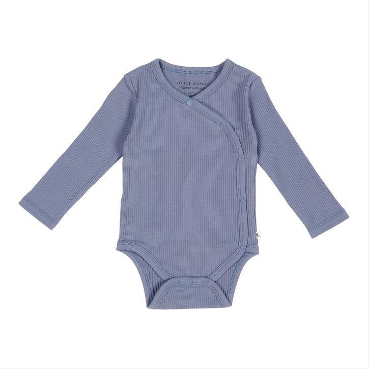 Long-sleeved wrap bodysuit blue | Little Dutch