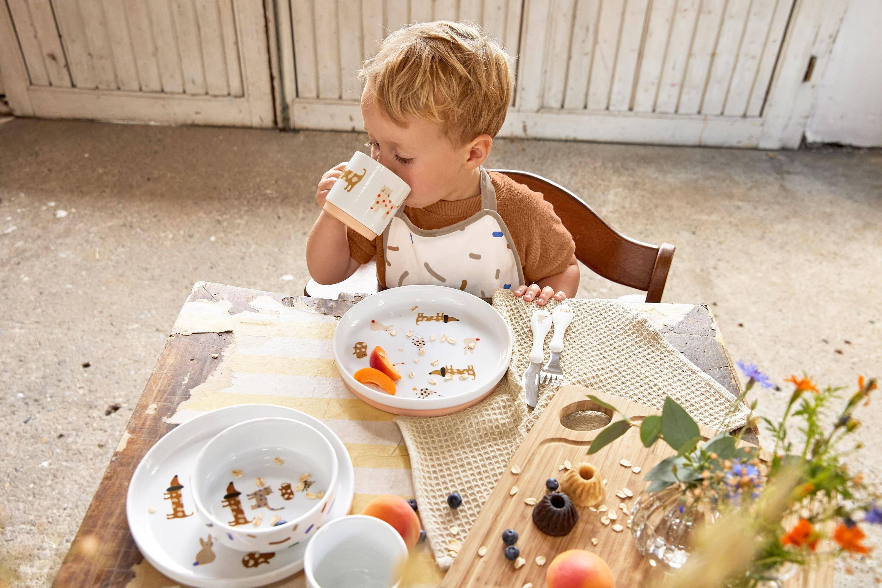 Service de table enfant en porcelaine - Little Mateys - Orange épicé | Lässig