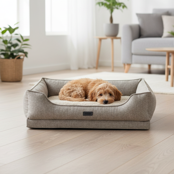 Orthopedic dog comfort bed, rectangular, "CALBU", beige, L x | Nobby