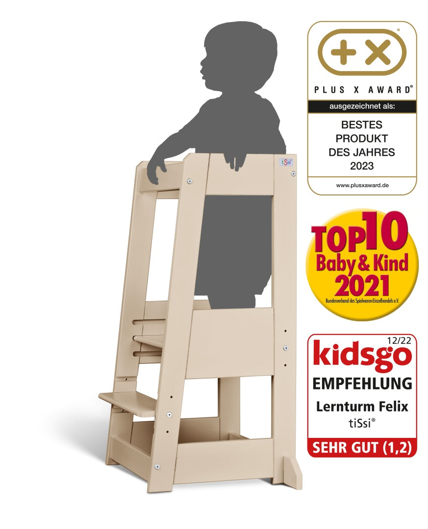 Entdeckerturm / Lernturm FELIX mitwachsend Buche massiv CASHMERE | tiSsi®