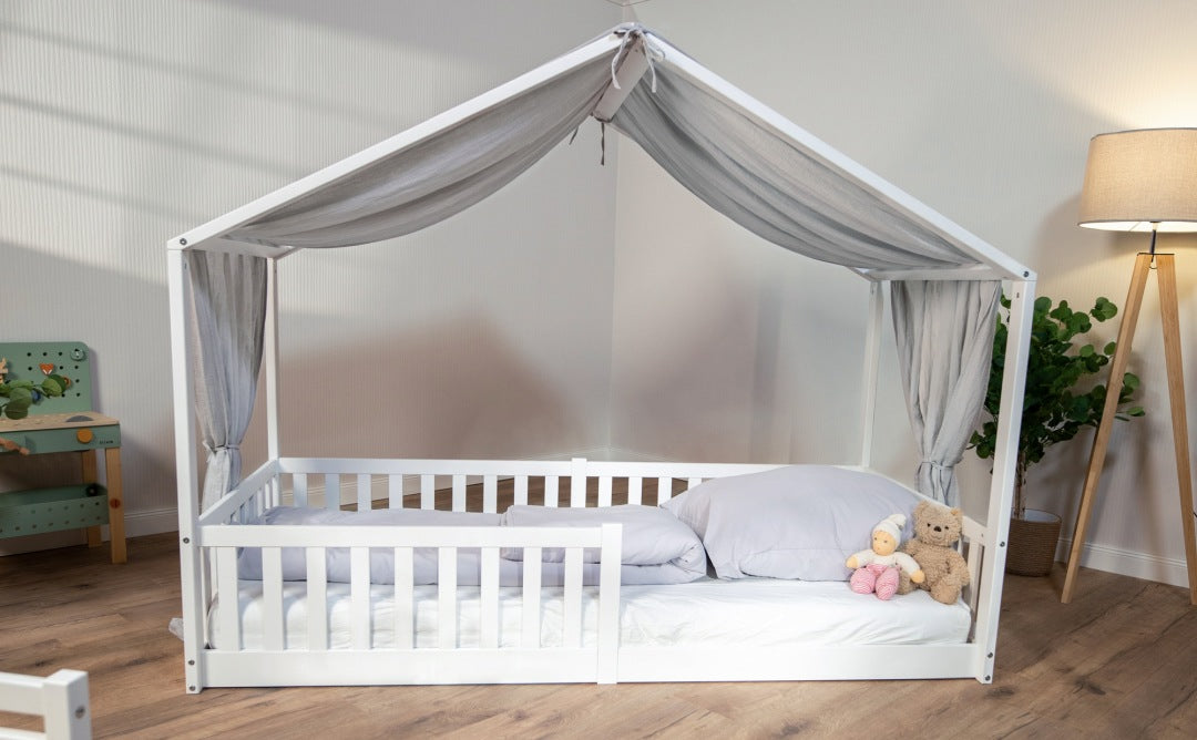 Baldachin Musselin für Hausbetten 90x200 cm grau | tiSsi®