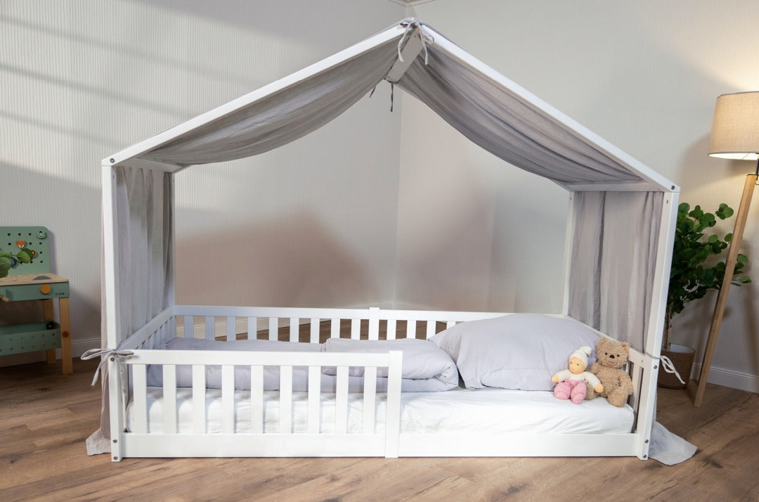 Baldachin Musselin für Hausbetten 90x200 cm grau | tiSsi®