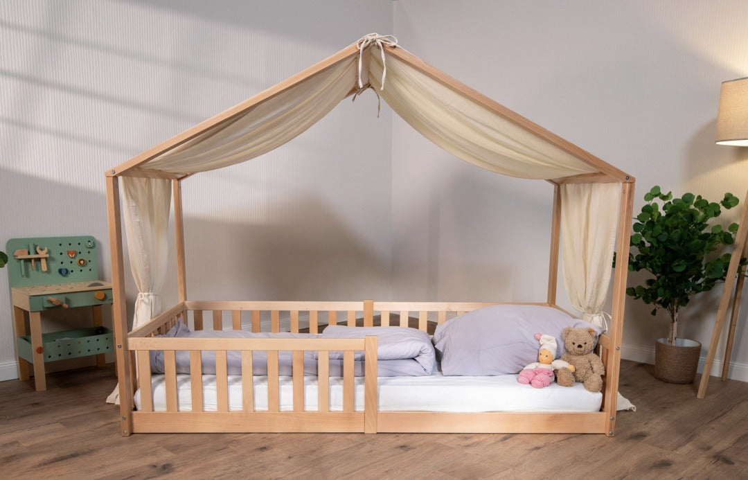 Baldachin Musselin für Hausbetten 90x200 cm creme | tiSsi®