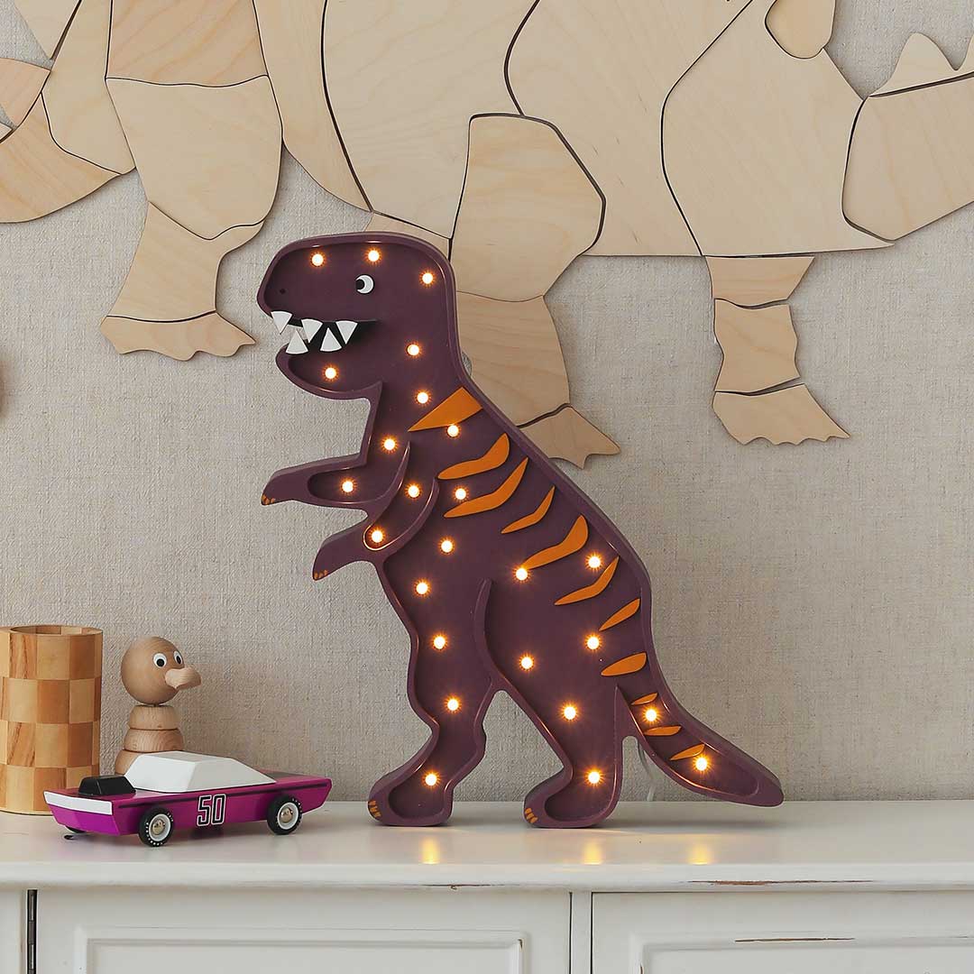Dino T-Rex Lampe lila orange | Little Lights