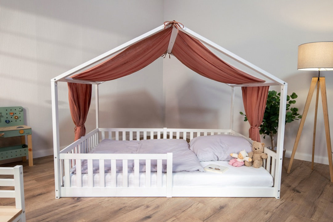 Baldachin Musselin für Hausbetten 120-140x200 cm Mokka | tiSsi®