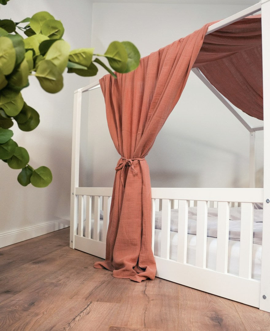 Baldachin Musselin für Hausbetten 120-140x200 cm Mokka | tiSsi®