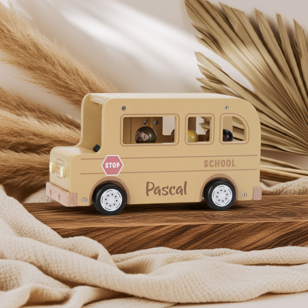 Wooden school bus for children – imaginative role-playing