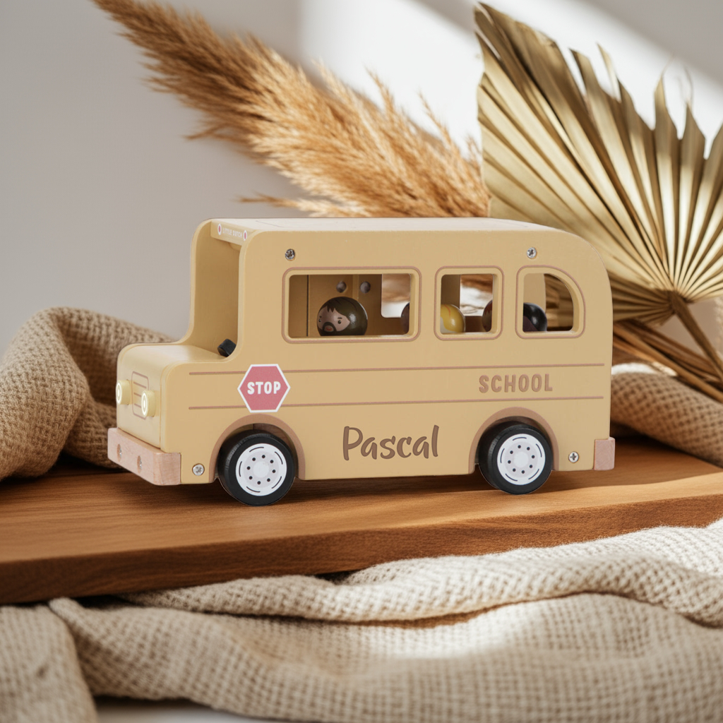 Wooden school bus for children – imaginative role-playing