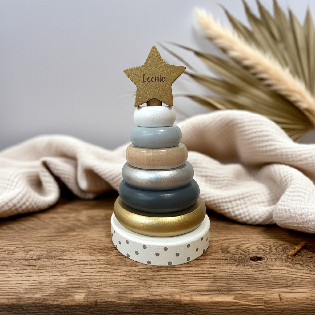 Stapeltoren hout zilver/goud | JaBaDaBaDo