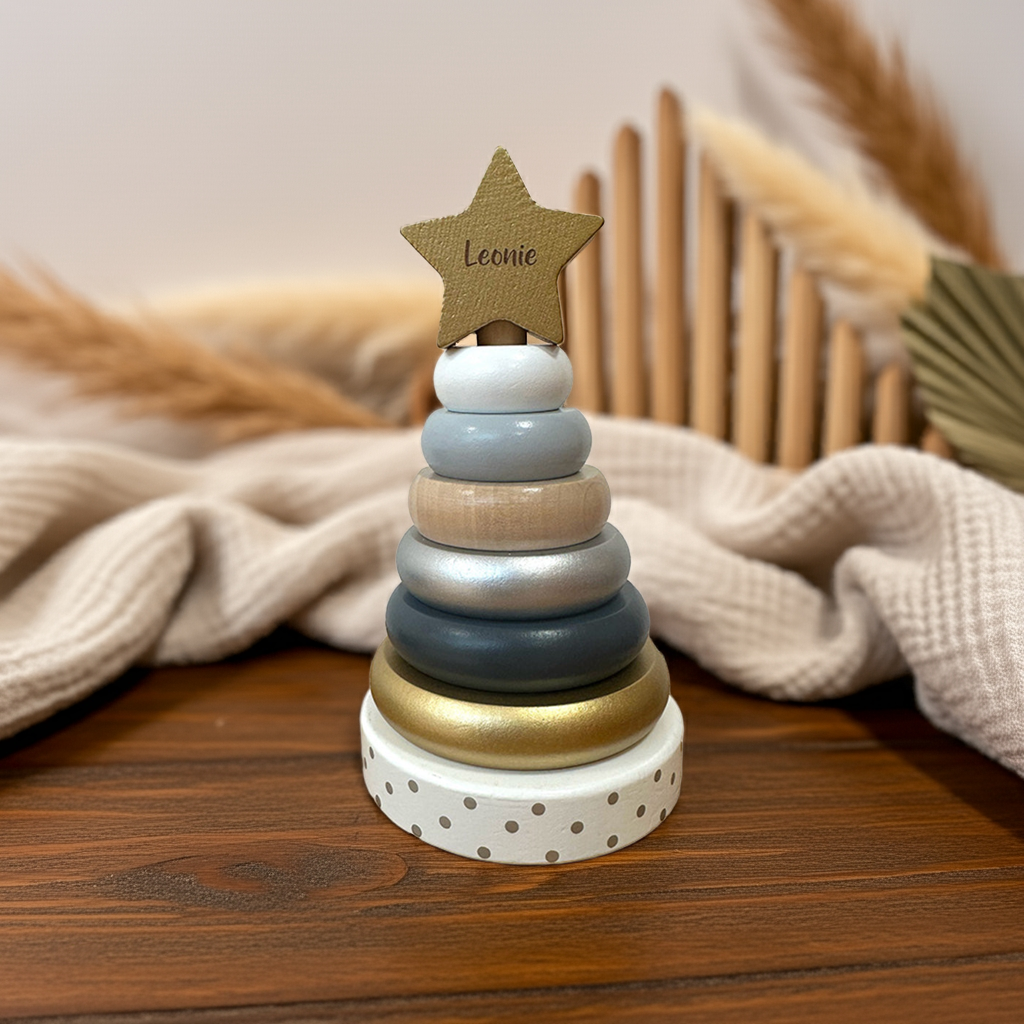 Stapeltoren hout zilver/goud | JaBaDaBaDo