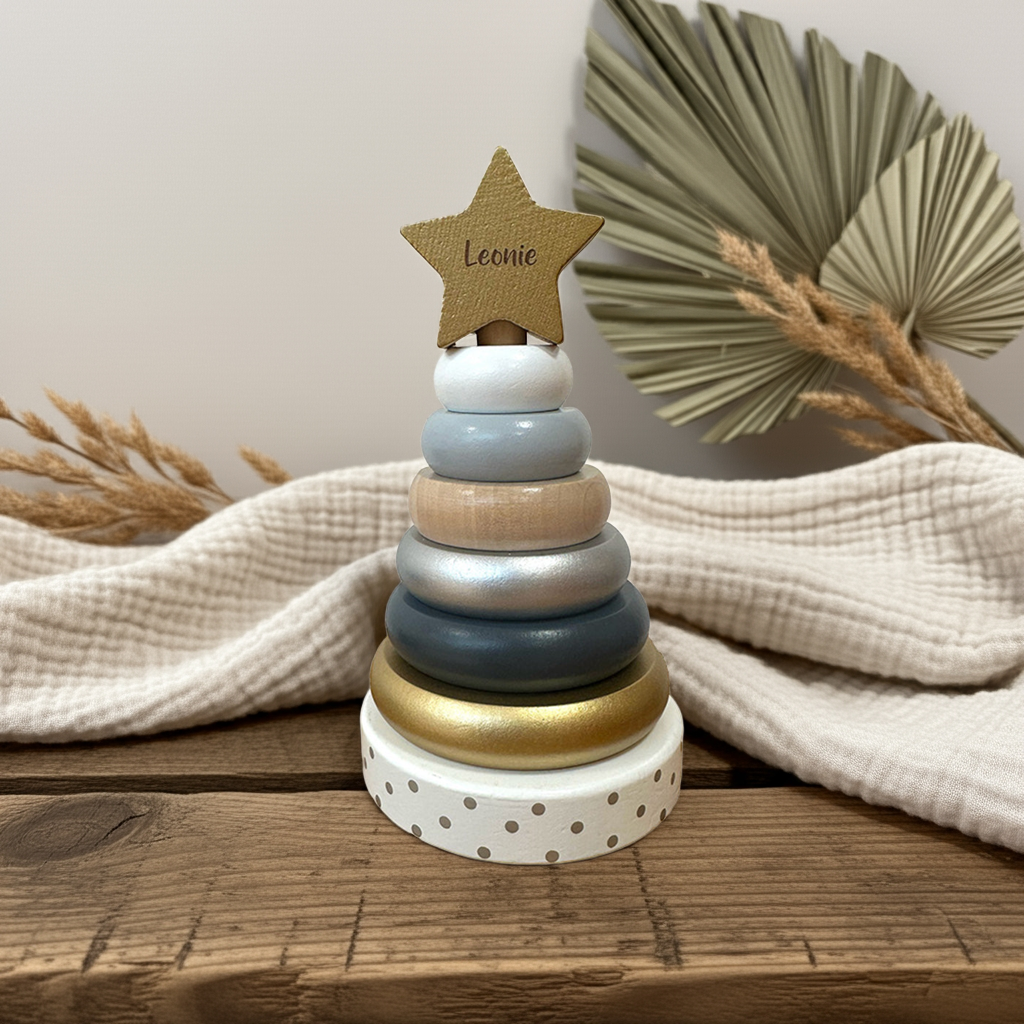 Stapeltoren hout zilver/goud | JaBaDaBaDo