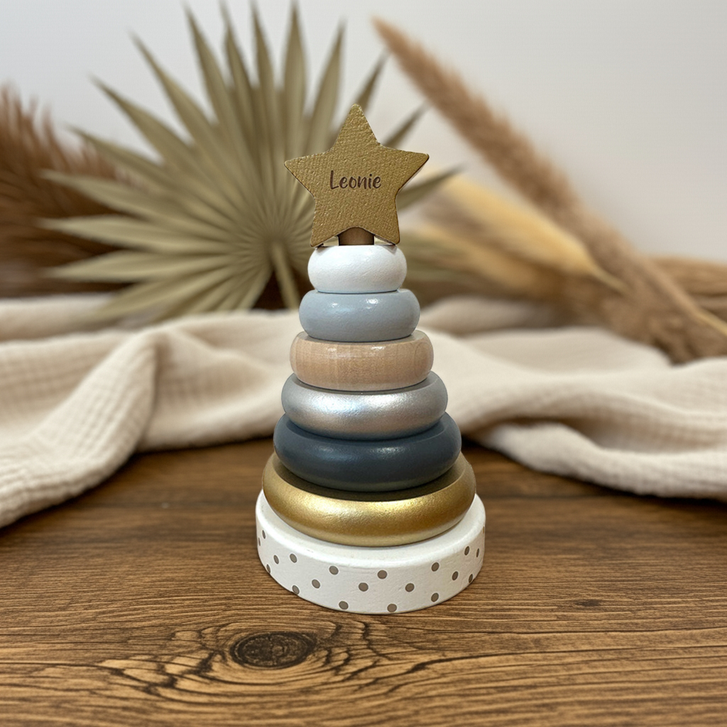 Stapeltoren hout zilver/goud | JaBaDaBaDo