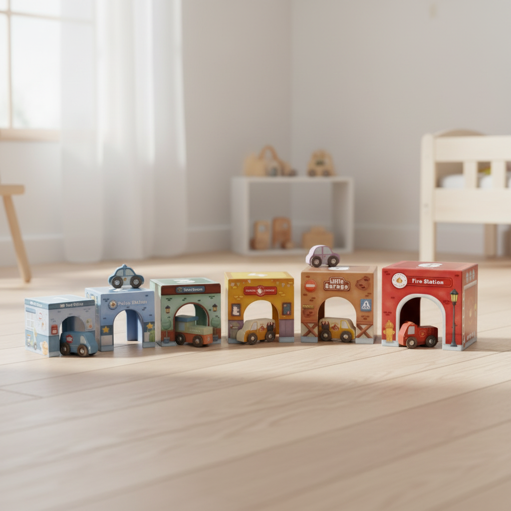 Stapelwürfel mit Autos | Little Dutch