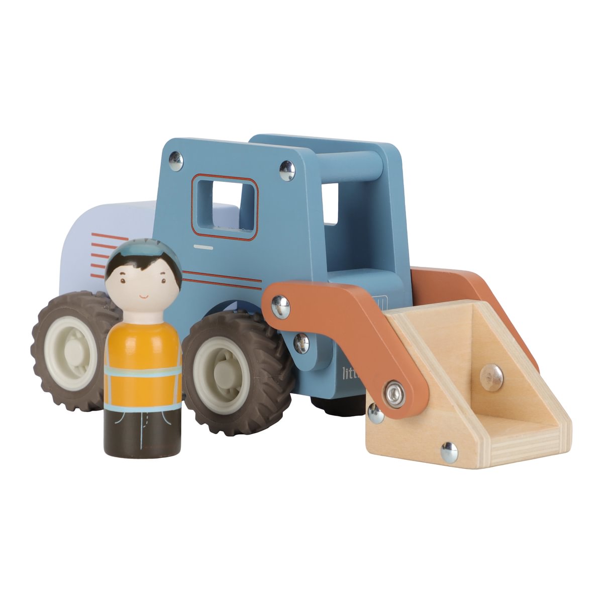Personalized wooden toy bulldozer with engraving – baby gift with name