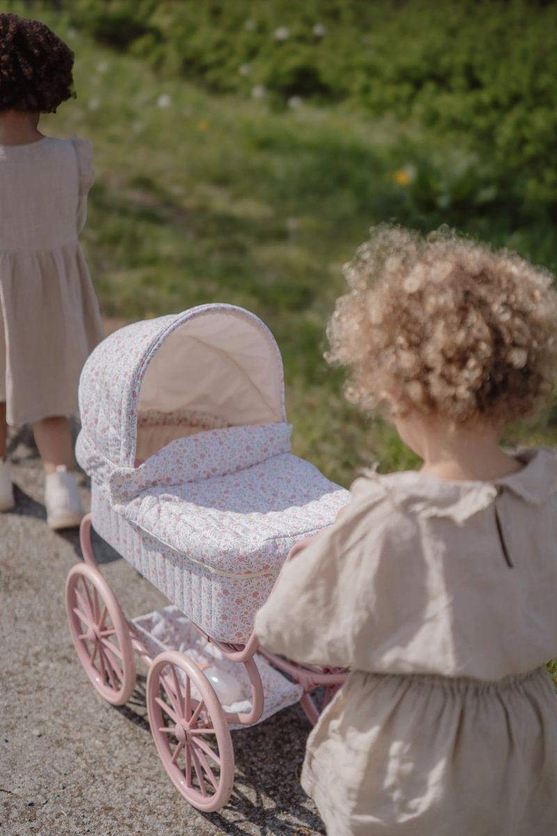 Metal Doll Pram Soft Flowers | Little Dutch