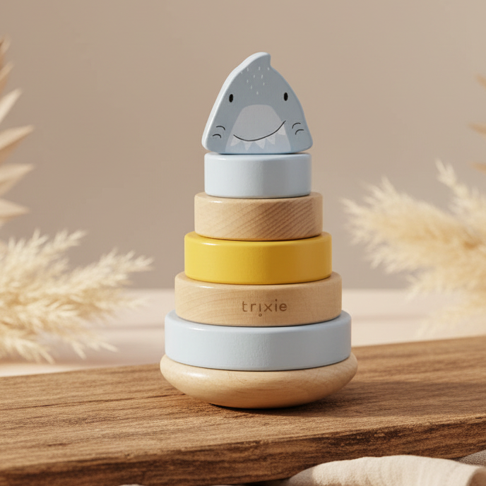 Holz Stapelturm - Herr Hai - zur Geburt | Trixie