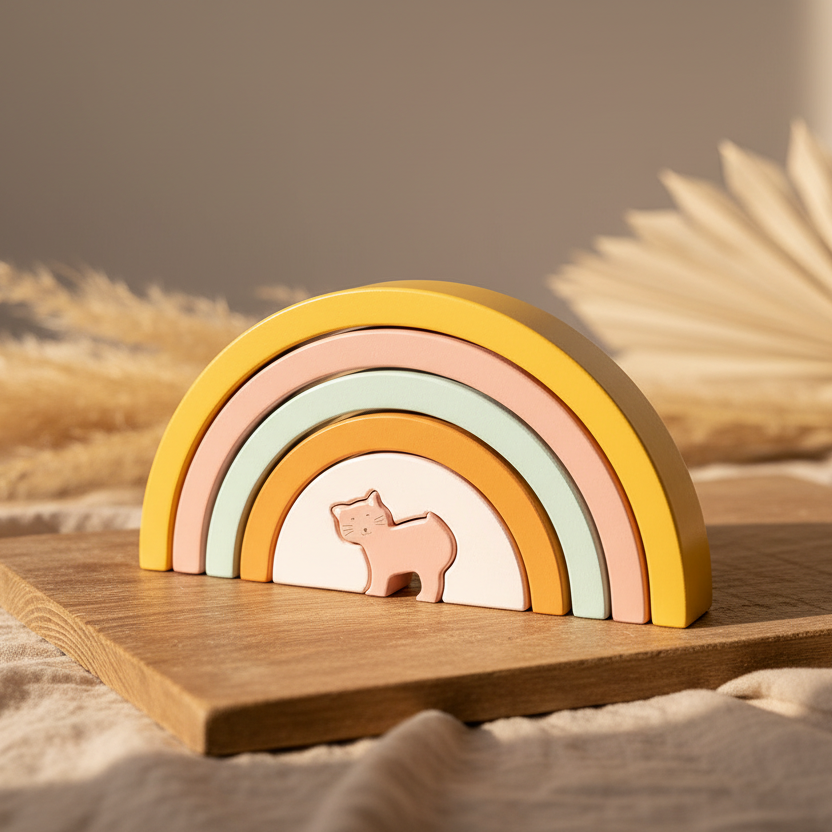 Regenbogen-Stapelspiel aus Holz - Frau Katze | Trixie