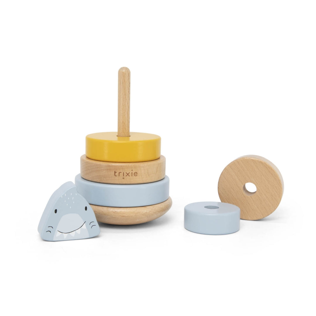 Wooden Stacking Toy Mr. Shark – Christening Gift | Schmatzepuffer